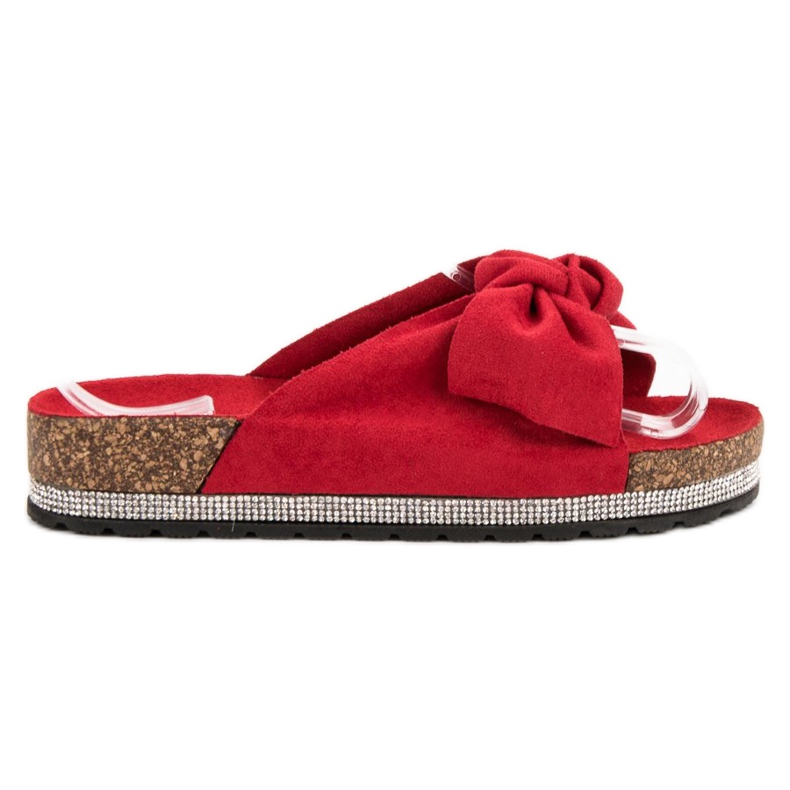Anesia Paris Pantuflas de Ante con Cristales rojo