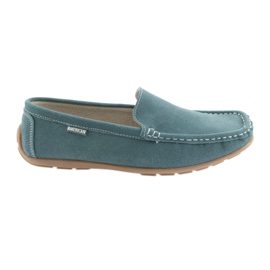 American Club Mocasines de mujer, cuero azul vaquero