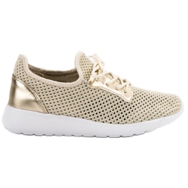 SHELOVET Zapatos deportivos de malla amarillo