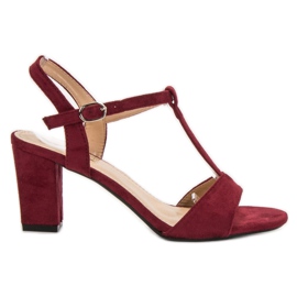Jumex Sandalias de ante burdeos rojo