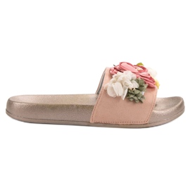 SHELOVET Zapatillas Polvo Con Flores rosa