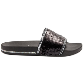 Seastar Pantuflas de lentejuelas negro