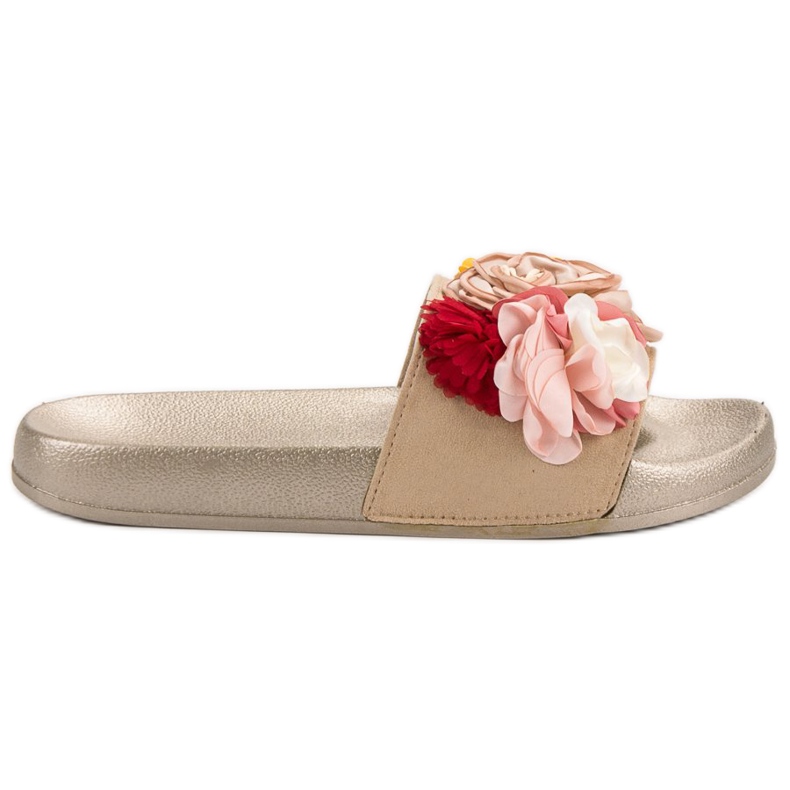 SHELOVET Pantuflas Doradas Con Flores dorado