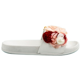 SHELOVET Pantuflas Blancas Con Flores blanco