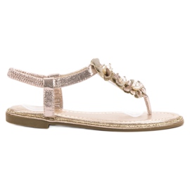 Comer Sandalias con Perlas amarillo