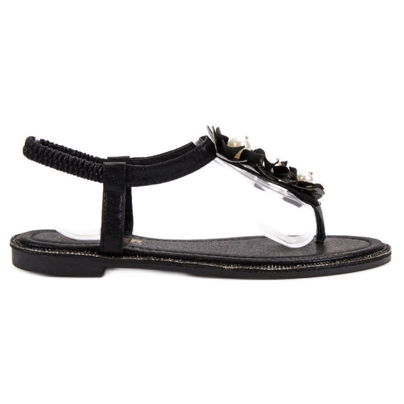 Comer Sandalias con Perlas negro Comer Sandalias con Perlas negro