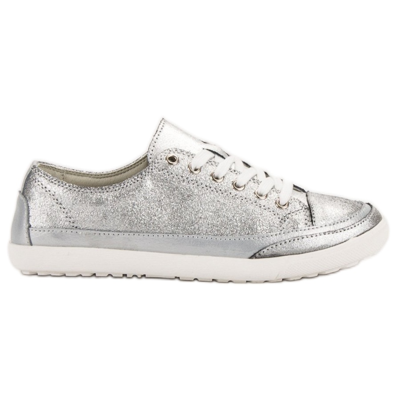 Filippo Zapatillas de cuero plateadas gris