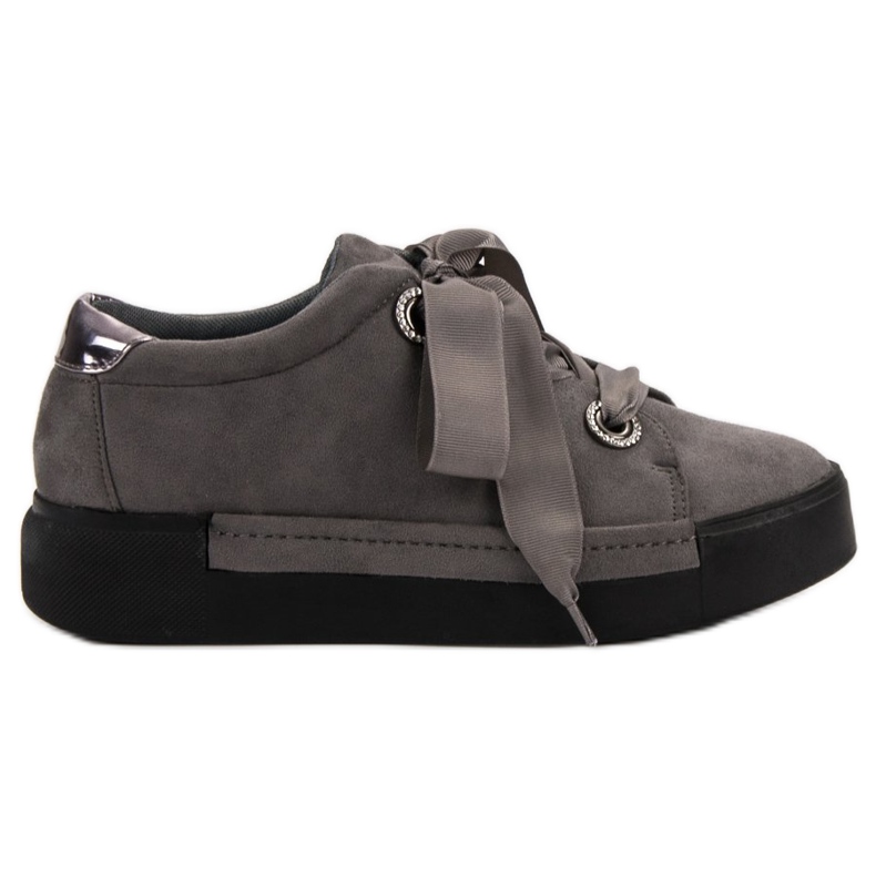 Belle Women Zapatos deportivos de gamuza gris