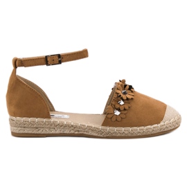 Best Shoes Alpargatas Camel Con Flores marrón