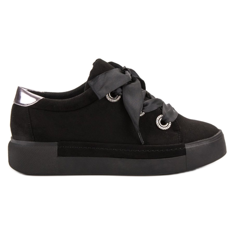 Belle Women Zapatos deportivos de gamuza negro