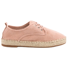Small Swan Zapatos brogue de ante calado rosado