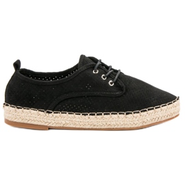 Small Swan Zapatos brogue de ante calado negro