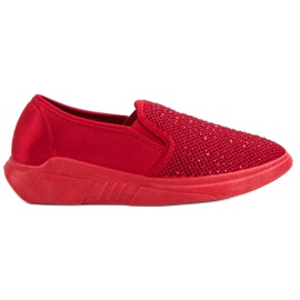 SHELOVET Calzado Textil con Cristales rojo