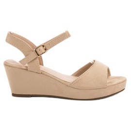 SHELOVET Sandalias de ante beige