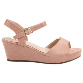 SHELOVET Sandalias de ante en polvo rosa