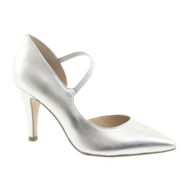 Zapatos de salón con cinturón Caprice 24402 plateado gris