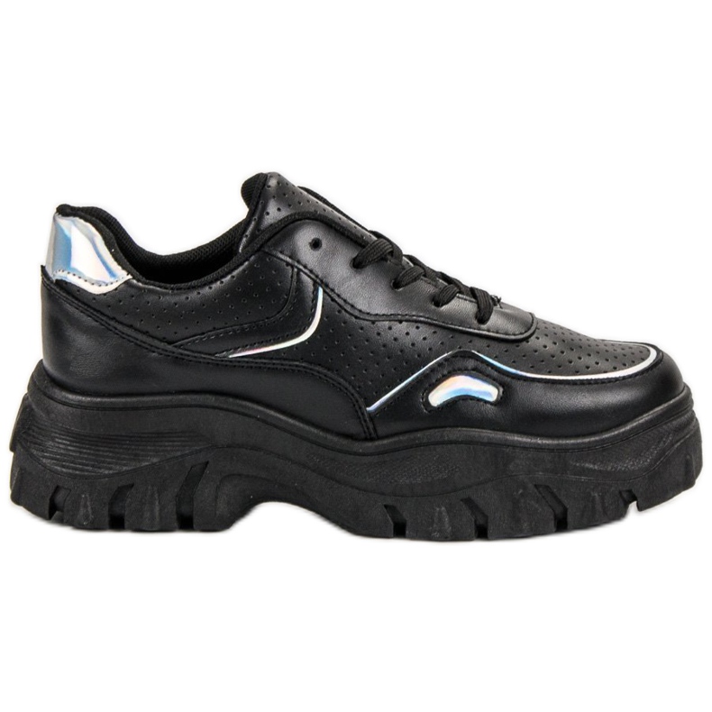 SHELOVET Zapatillas Negras Con Efecto Holo negro