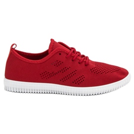 SHELOVET Calzado textil con cordones rojo