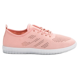 SHELOVET Calzado textil con cordones rosado