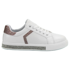 Ideal Shoes Calzado deportivo con circonita cúbica blanco