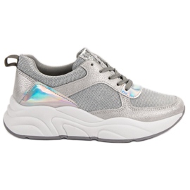Ideal Shoes Zapatos deportivos plateados gris Ideal Shoes Zapatos deportivos plateados gris