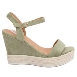 Sandalias de cuña verde JS-2952 DK.GREEN
