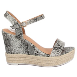 Sandalias cuña piel de serpiente JS-2952 Snake gris