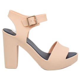 Sandalias de tacón meliski beige KM202 D.BEIGE / NAVY