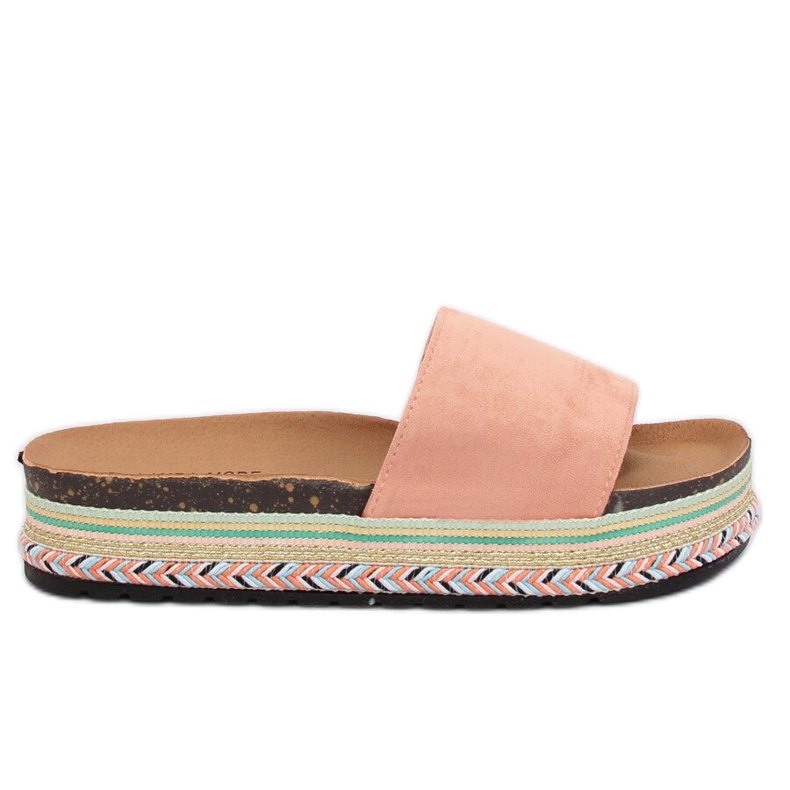 Pink LS-117 Pantuflas rosas de suela alta rosado