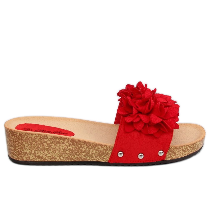 Red S63 Chanclas rojas con flores rojo