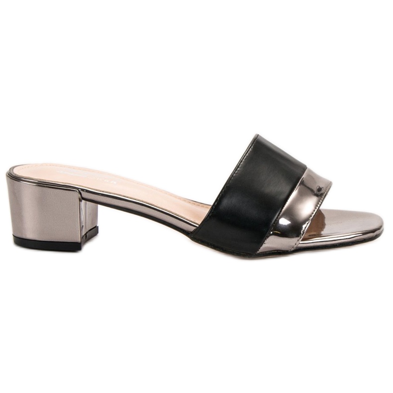Small Swan Pantuflas de mujer elegantes negro gris