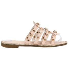 Renda Zapatillas con diamantes de imitación marrón