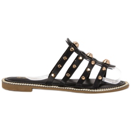 Renda Zapatillas con diamantes de imitación negro