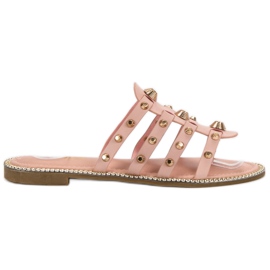 Renda Zapatillas con diamantes de imitación rosado