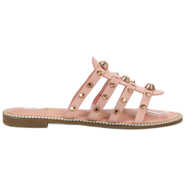 Renda Zapatillas con diamantes de imitación rosado