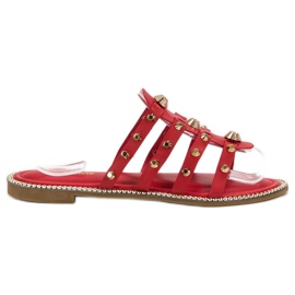 Renda Zapatillas con diamantes de imitación rojo
