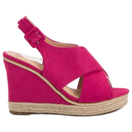 Anesia Paris Sandalias de cuña de ante rosado