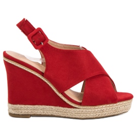 Anesia Paris Sandalias de cuña de ante rojo