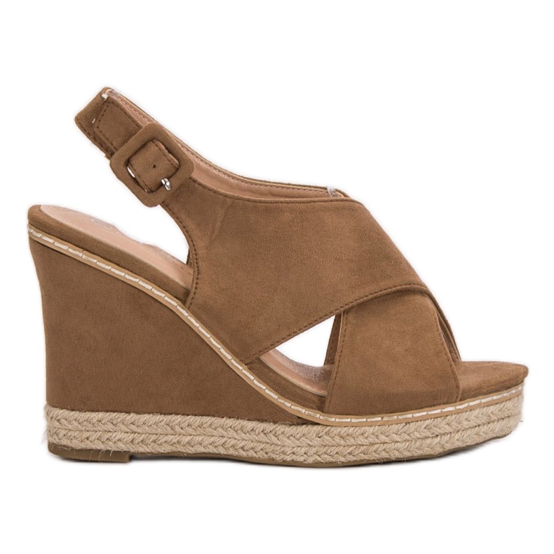 Anesia Paris Sandalias de cuña de ante marrón