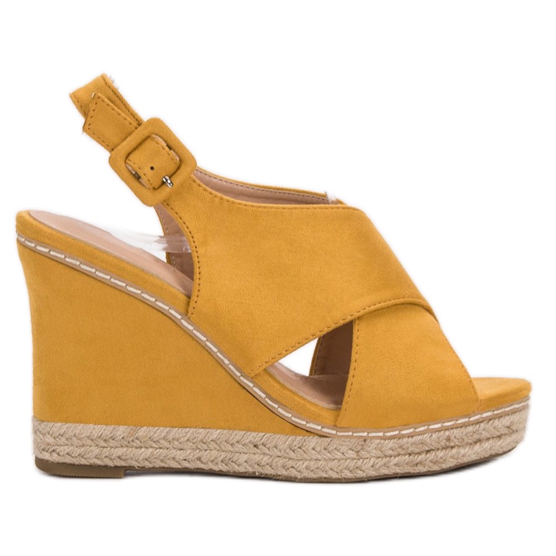 Anesia Paris Sandalias de cuña de ante amarillo