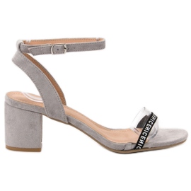 Ideal Shoes Sandalias de gamuza con estilo gris