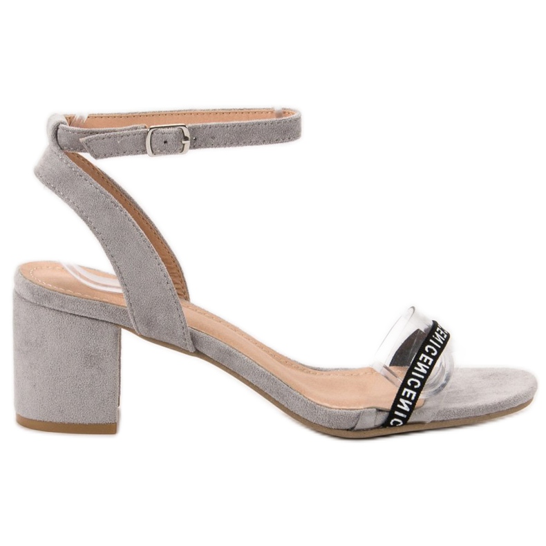 Ideal Shoes Sandalias de gamuza con estilo gris
