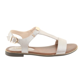M.Daszyński Sandalias tacón plano Daszyński 1583 beige perla marrón gris