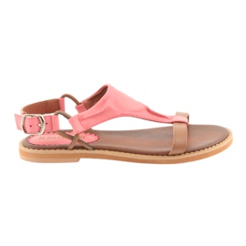 M.Daszyński Sandalias tacón plano Daszyński Living Coral marrón rojo