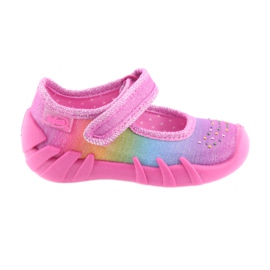 Pantuflas infantiles befado arcoíris 109P183 rosa con circonitas rosado