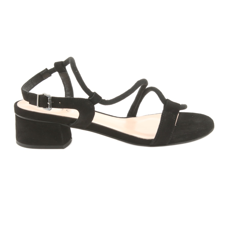 Edeo Sandalias de cuero para mujeres 3386 Negro