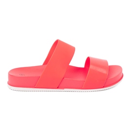SHELOVET Cómodas pantuflas de coral rojo