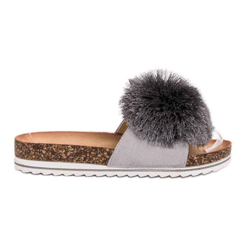 Seastar Pantuflas Con Pompón gris