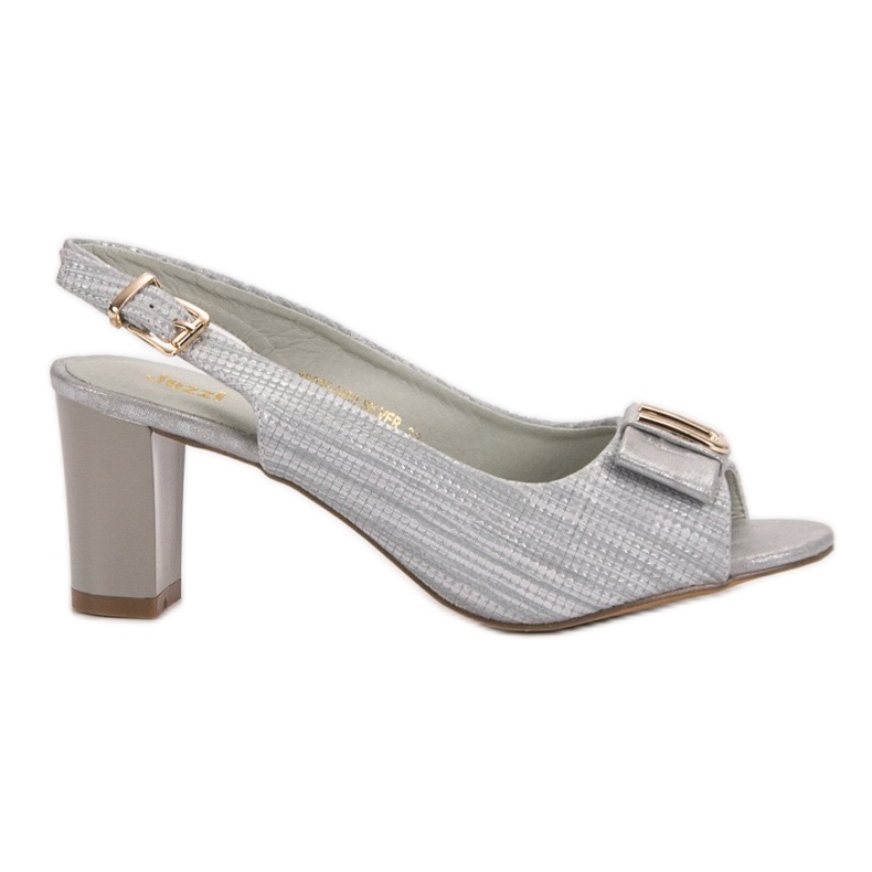 SHELOVET Sandalias elegantes con lazo gris