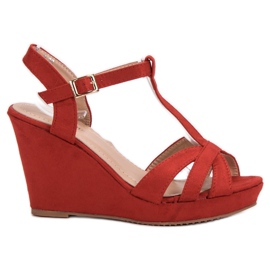 SHELOVET Sandalias de ante rojo